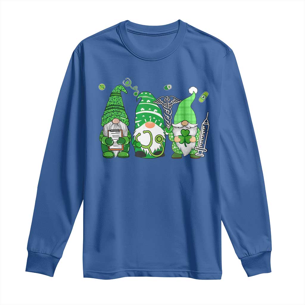 Nurse St Patricks Day Long Sleeve Shirt Lucky Shamrock Leopard Gnomes Irish Nurses