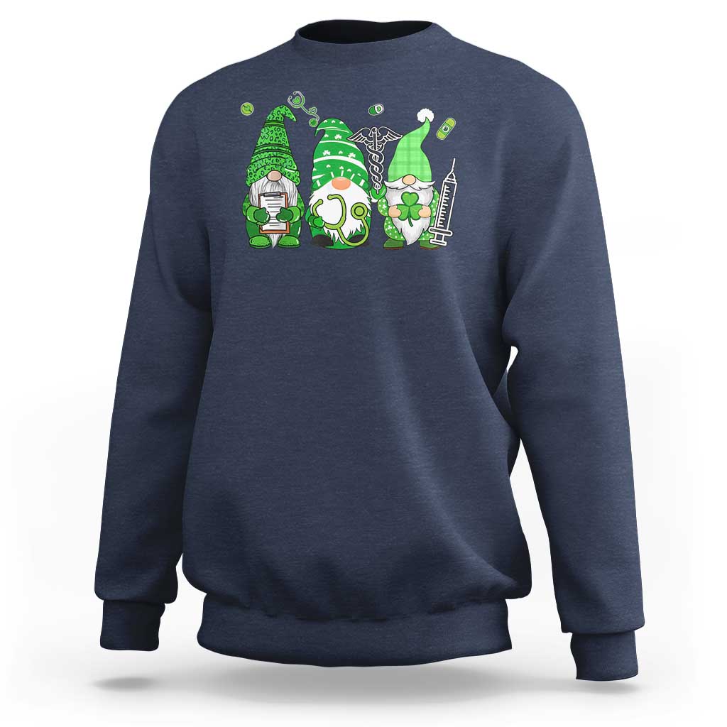 Nurse St Patricks Day Sweatshirt Lucky Shamrock Leopard Gnomes Irish Nurses