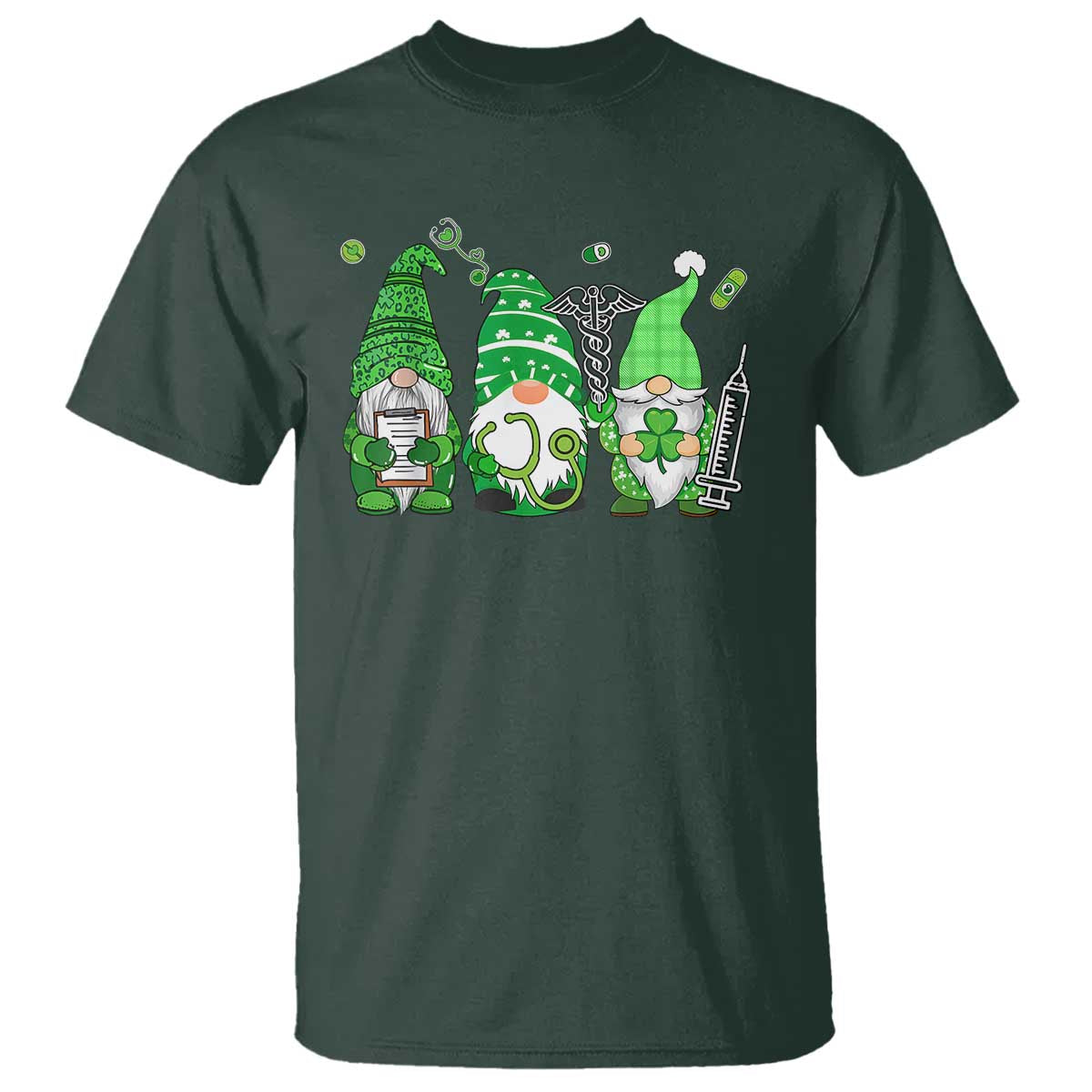 Nurse St Patricks Day T Shirt Lucky Shamrock Leopard Gnomes Irish Nurses