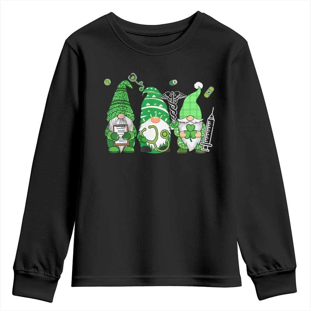 Nurse St Patricks Day Youth Sweatshirt Lucky Shamrock Leopard Gnomes Irish Nurses