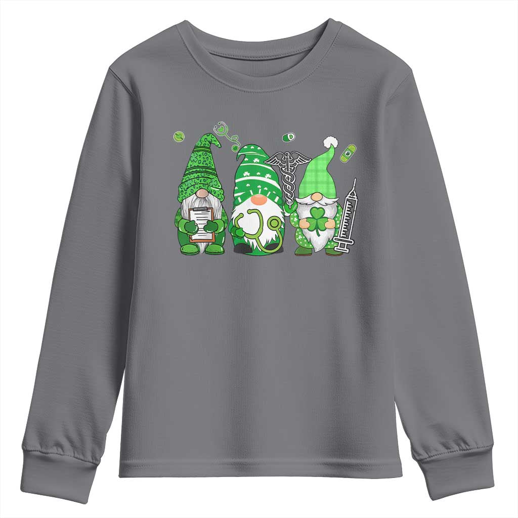 Nurse St Patricks Day Youth Sweatshirt Lucky Shamrock Leopard Gnomes Irish Nurses