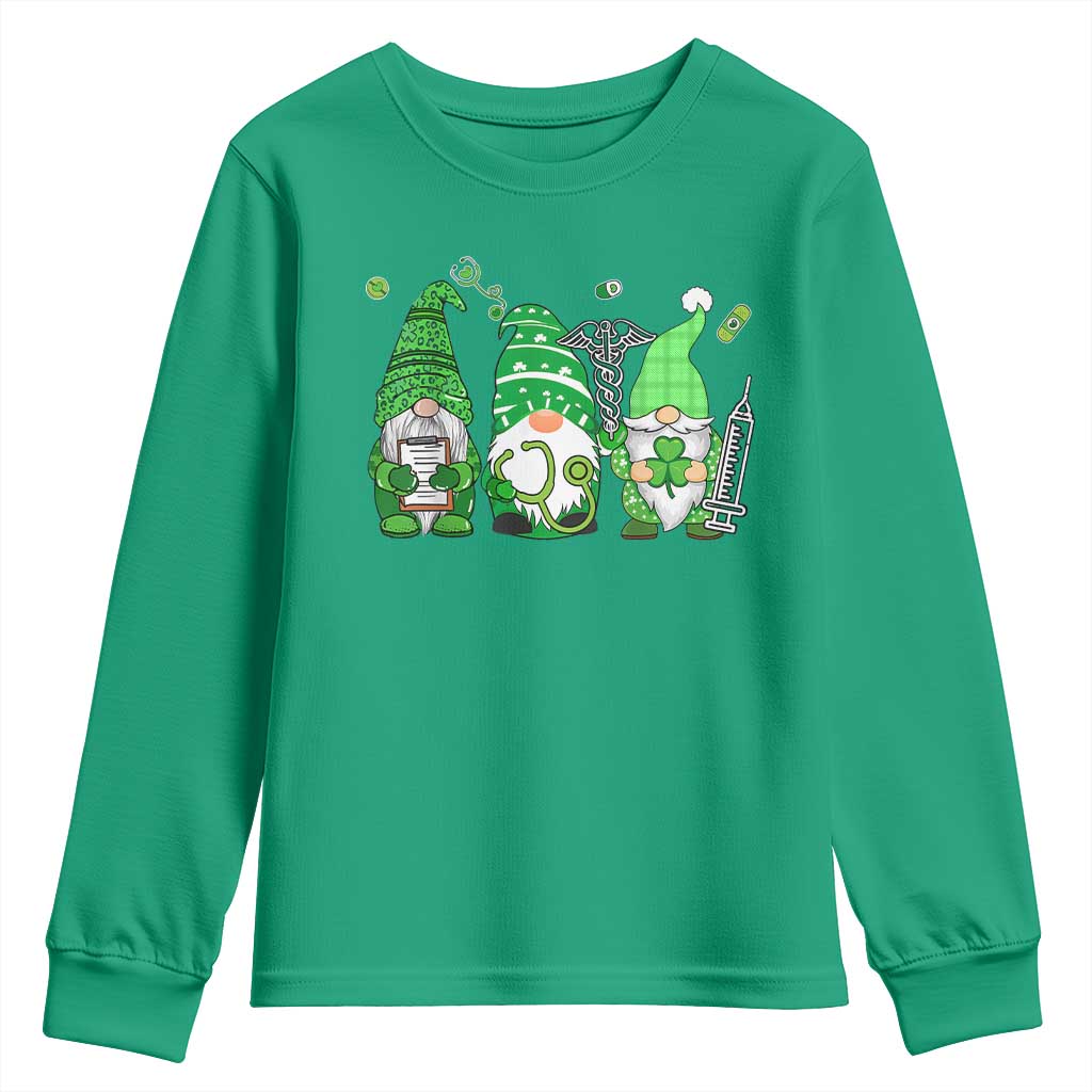 Nurse St Patricks Day Youth Sweatshirt Lucky Shamrock Leopard Gnomes Irish Nurses