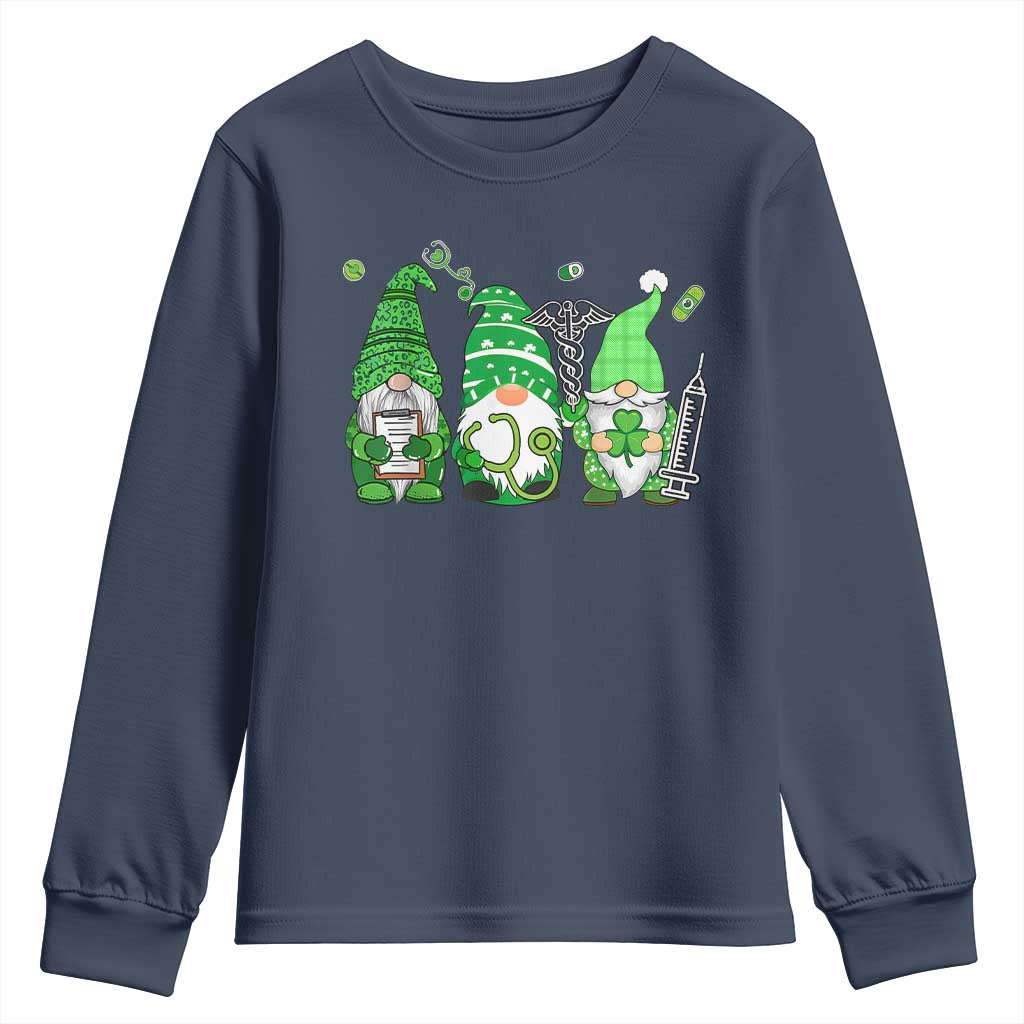 Nurse St Patricks Day Youth Sweatshirt Lucky Shamrock Leopard Gnomes Irish Nurses