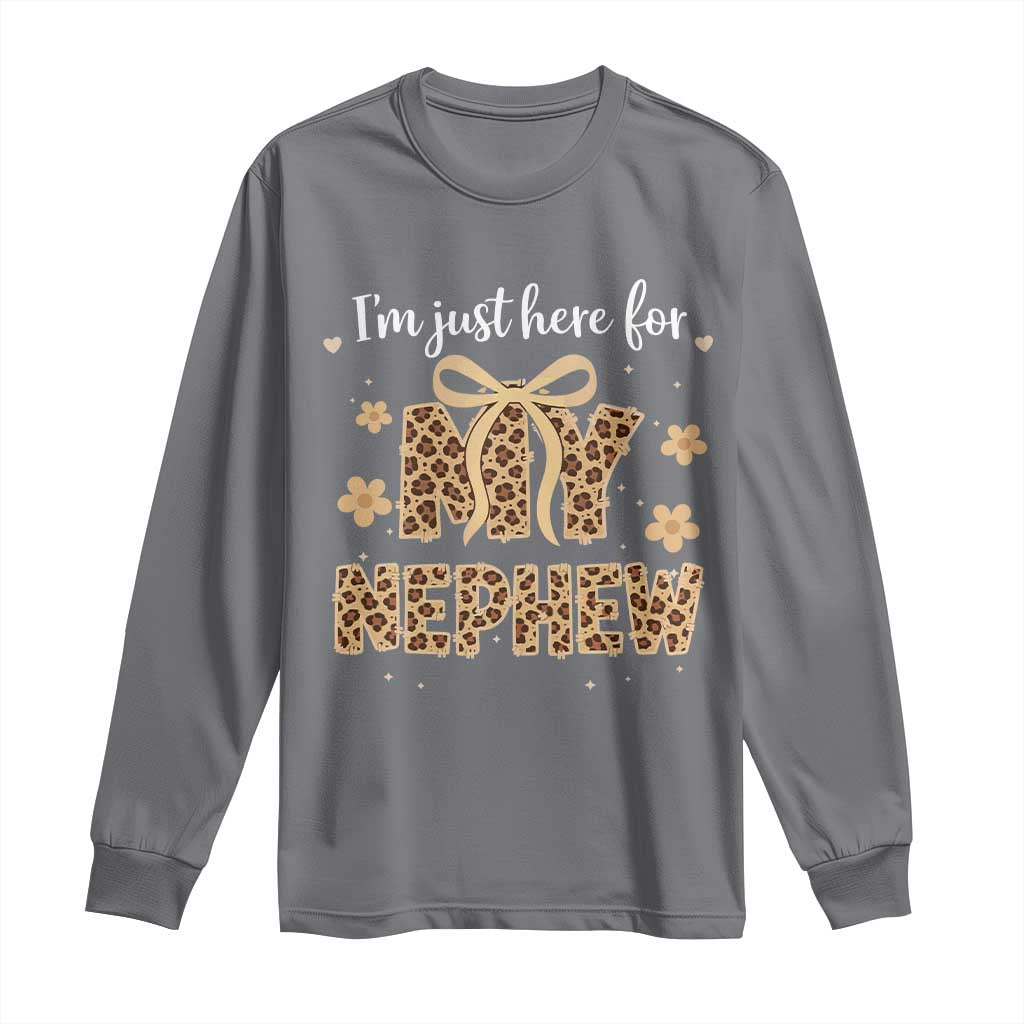 Im Just Here For My Nephew Long Sleeve Shirt Gift For Aunt From Nephew Leopard