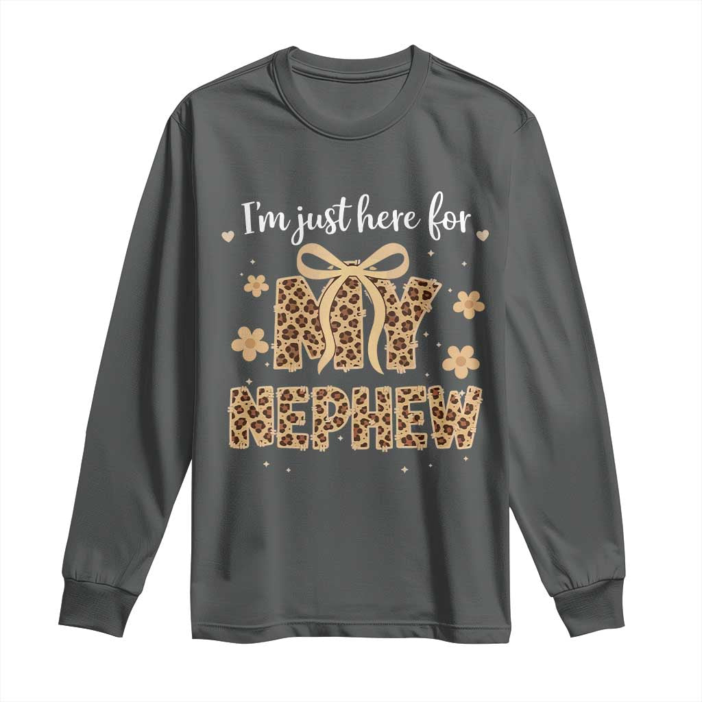 Im Just Here For My Nephew Long Sleeve Shirt Gift For Aunt From Nephew Leopard