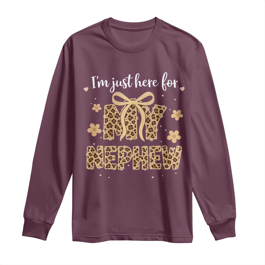 Im Just Here For My Nephew Long Sleeve Shirt Gift For Aunt From Nephew Leopard