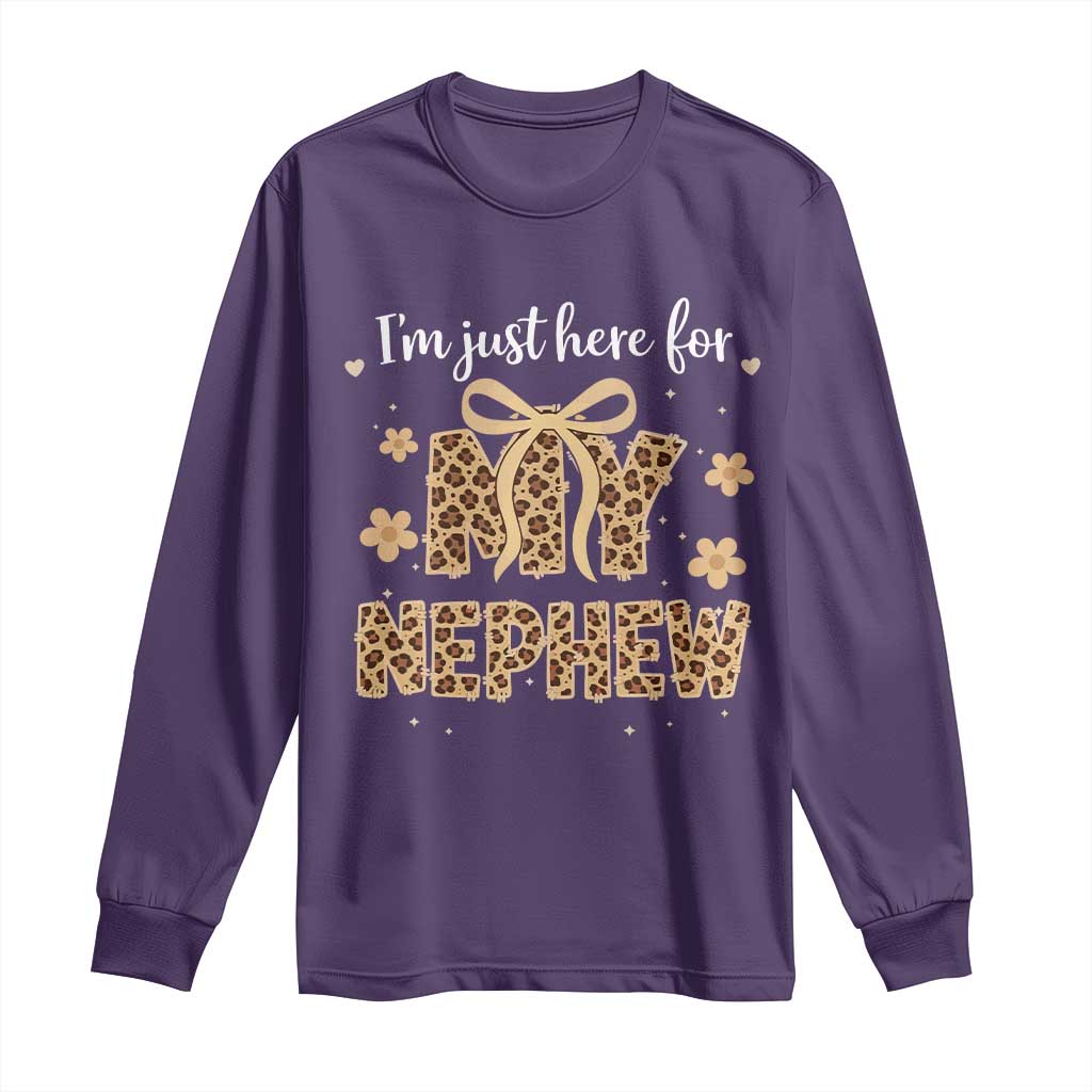Im Just Here For My Nephew Long Sleeve Shirt Gift For Aunt From Nephew Leopard