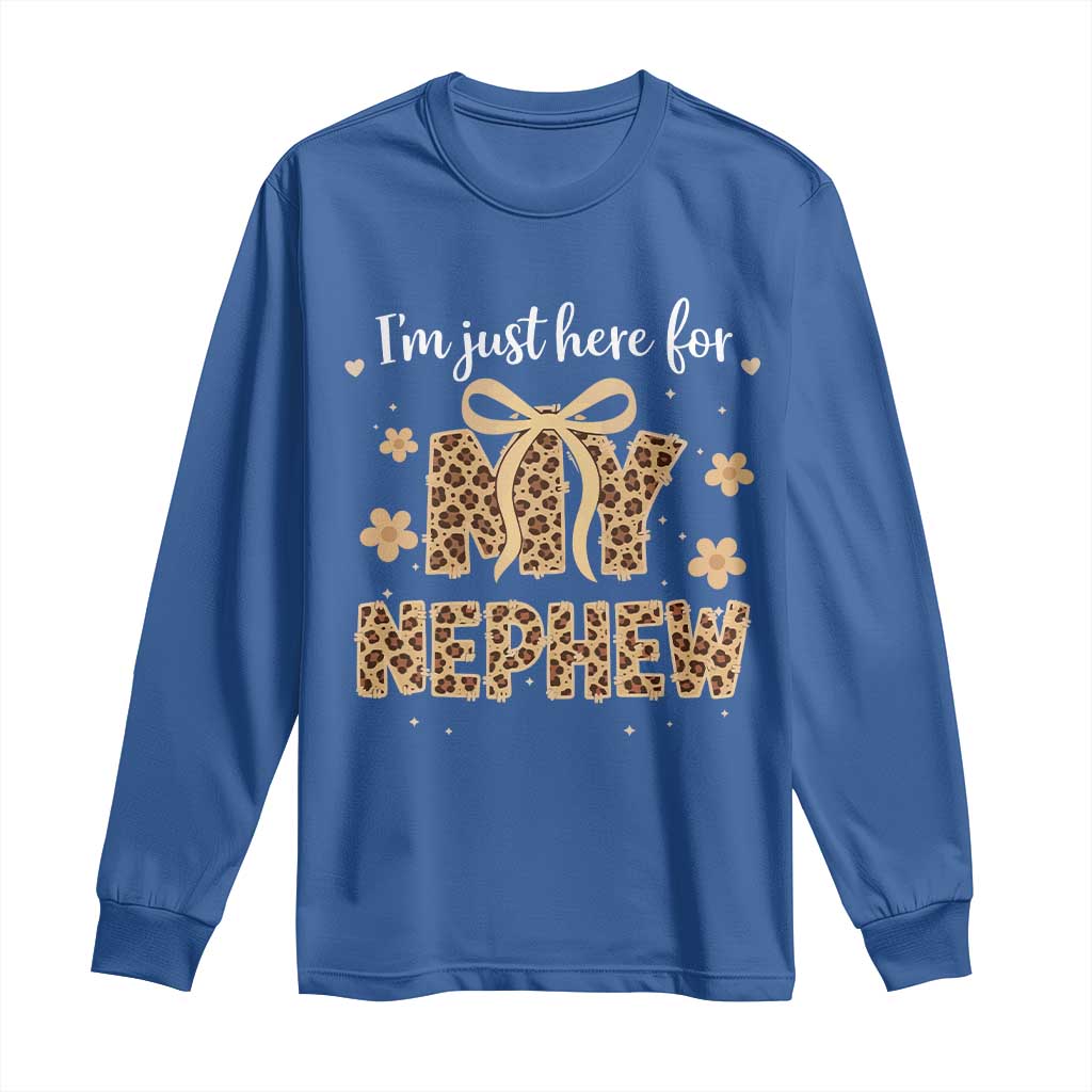 Im Just Here For My Nephew Long Sleeve Shirt Gift For Aunt From Nephew Leopard