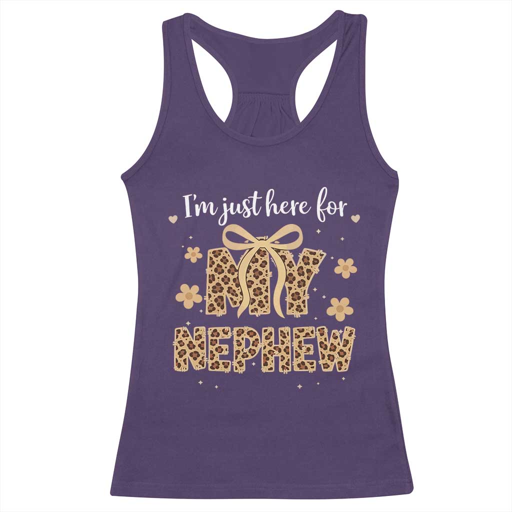 Im Just Here For My Nephew Racerback Tank Top Gift For Aunt From Nephew Leopard