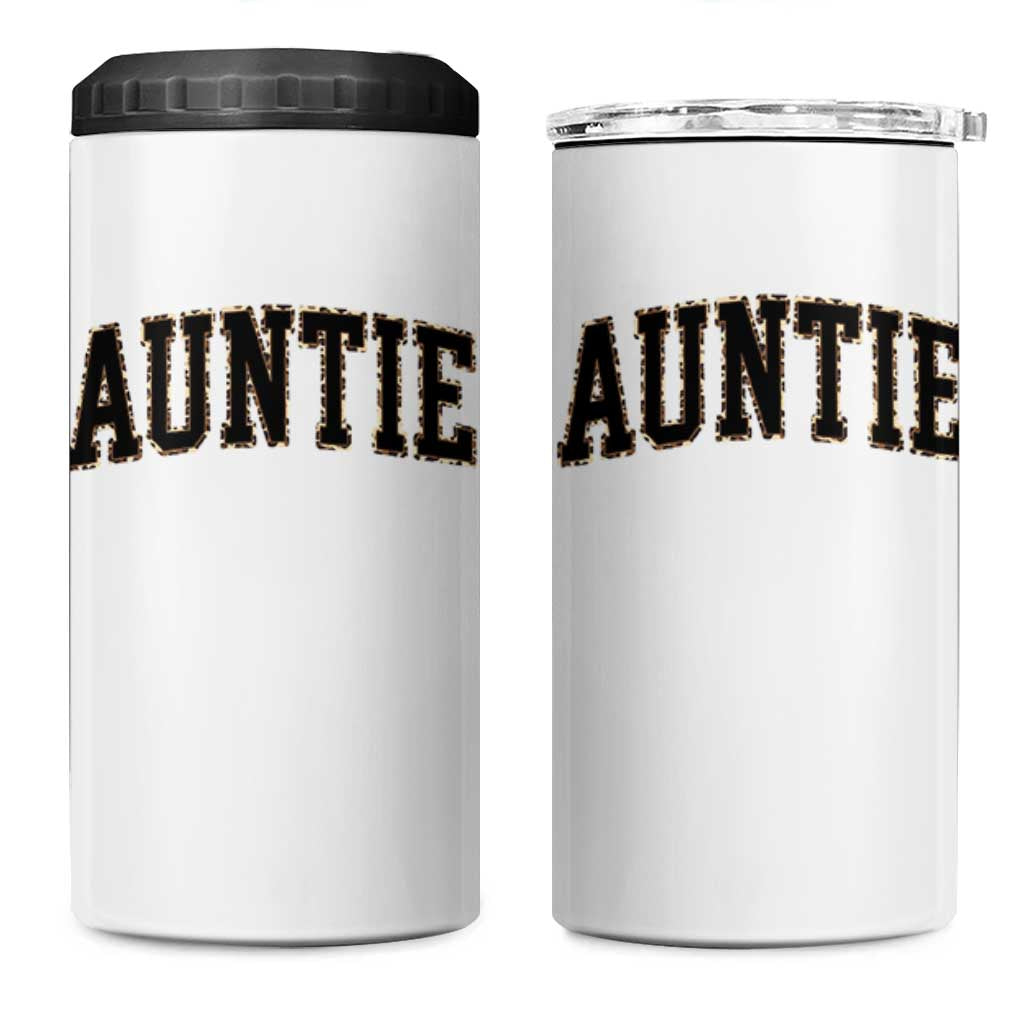 Auntie 4 in 1 Can Cooler Tumbler Retro Varsity New Aunt Letter Print