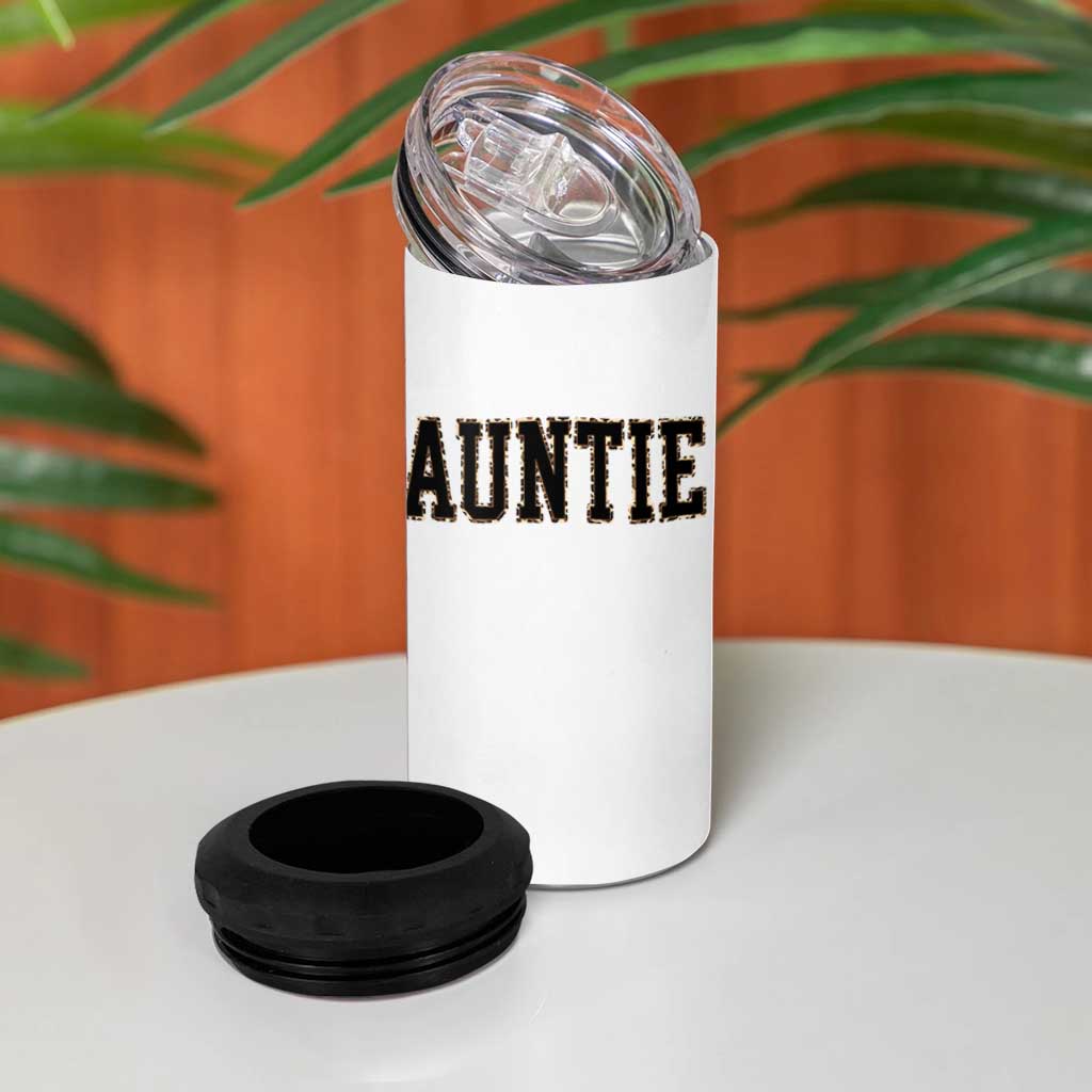 Auntie 4 in 1 Can Cooler Tumbler Retro Varsity New Aunt Letter Print