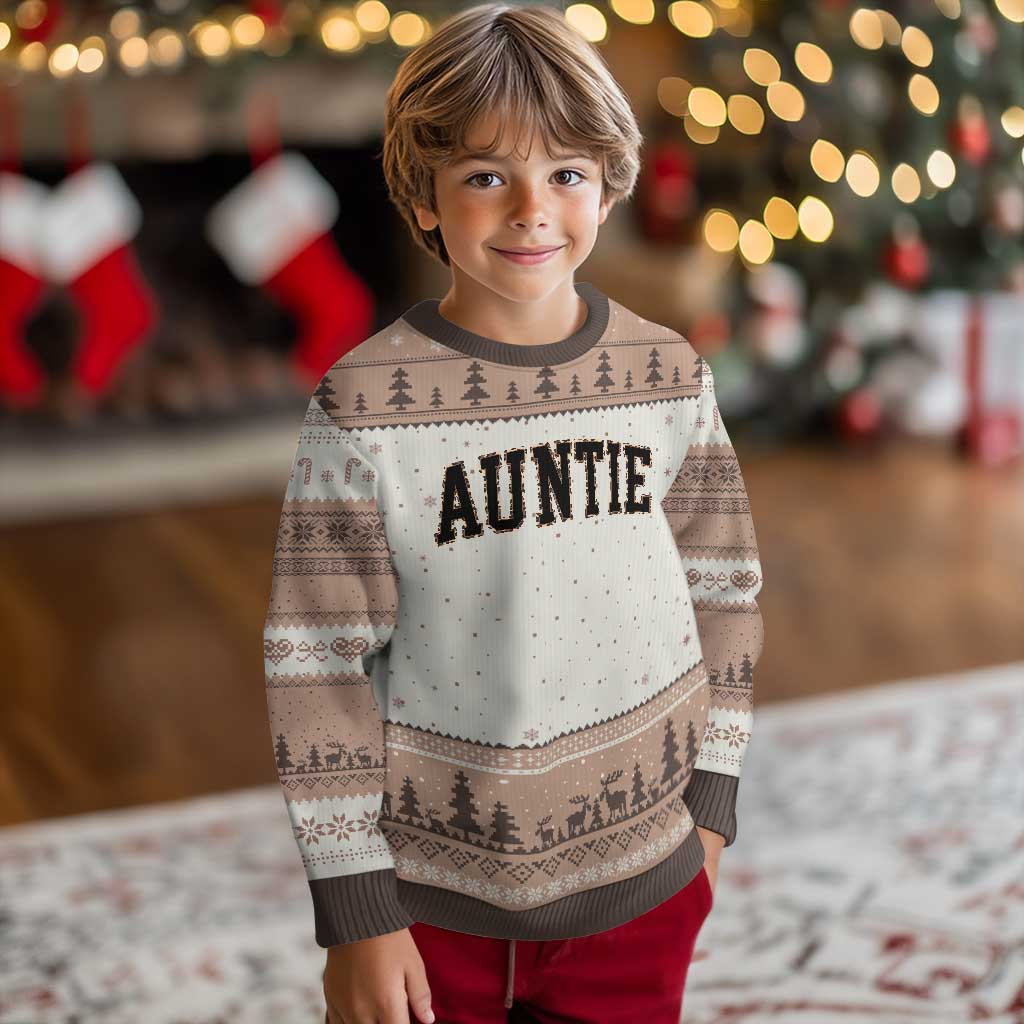 Auntie Ugly Christmas Sweater Retro Varsity New Aunt Letter Print