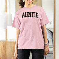 Auntie T Shirt For Women Retro Varsity New Aunt Letter Print