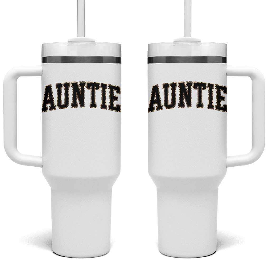Auntie Tumbler With Handle Retro Varsity New Aunt Letter Print
