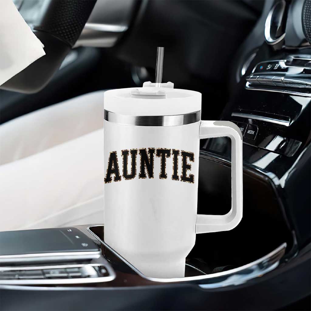 Auntie Tumbler With Handle Retro Varsity New Aunt Letter Print