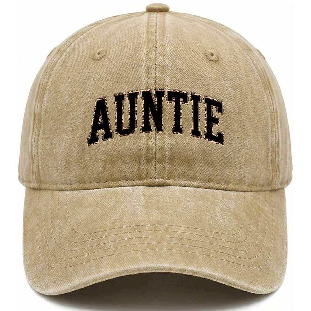 Auntie Washed Cotton Baseball Cap Retro Varsity New Aunt Letter Print