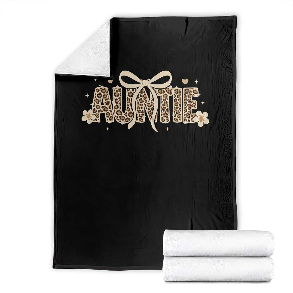 Leopard Auntie Throw Blanket Coquette Bow Cute Gift For Aunt