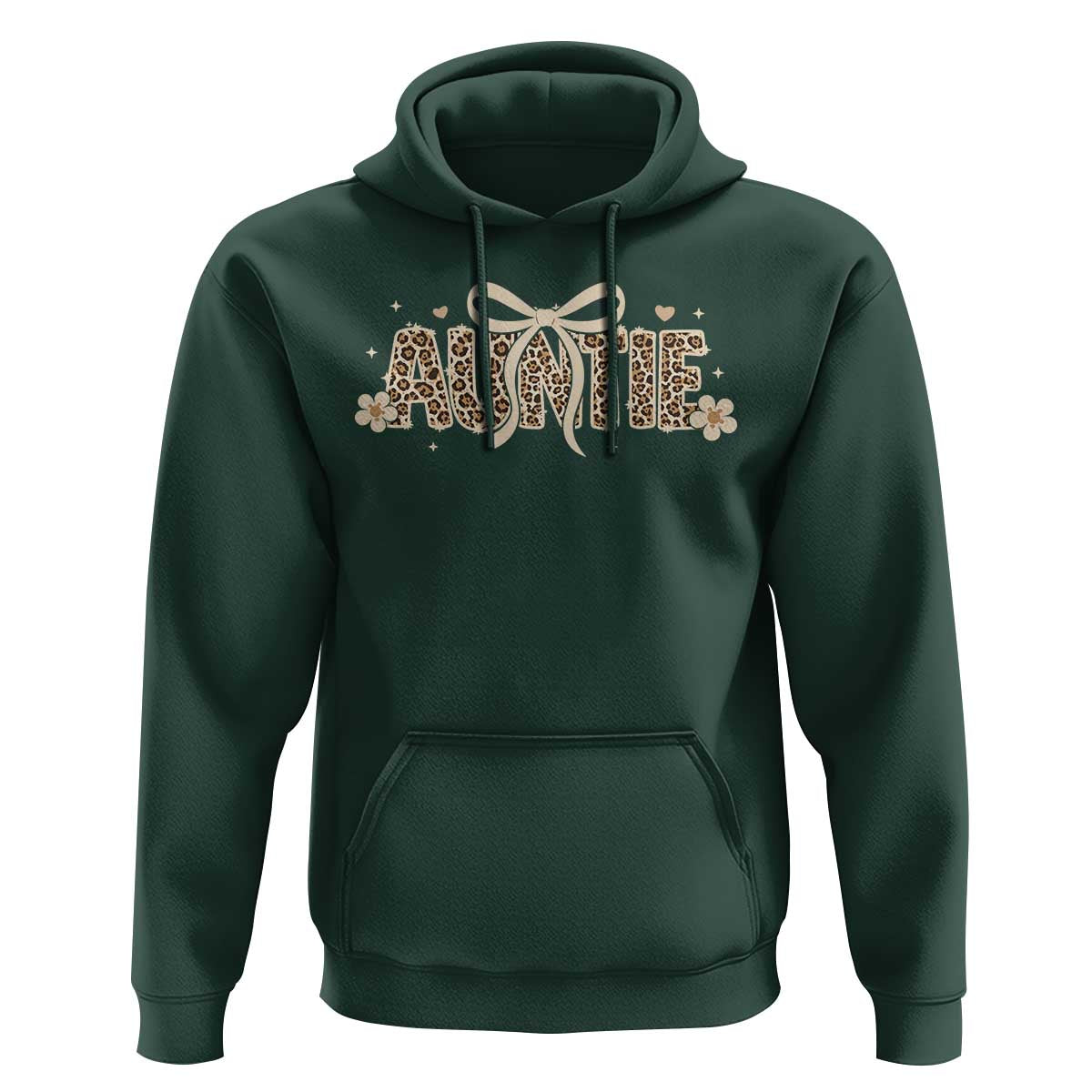 Leopard Auntie Hoodie Coquette Bow Cute Gift For Aunt