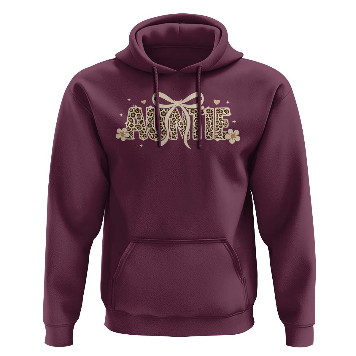 Leopard Auntie Hoodie Coquette Bow Cute Gift For Aunt