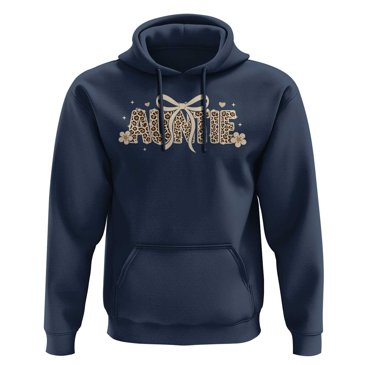 Leopard Auntie Hoodie Coquette Bow Cute Gift For Aunt