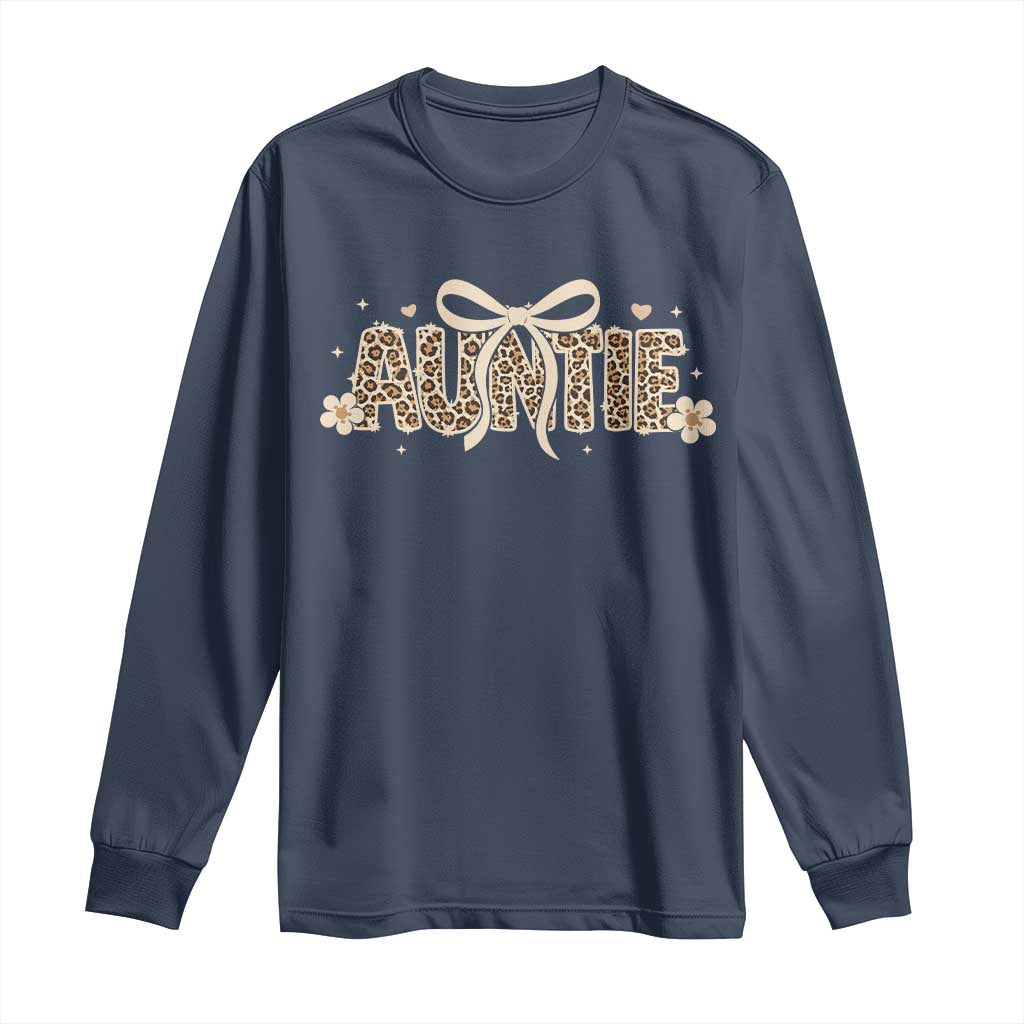Leopard Auntie Long Sleeve Shirt Coquette Bow Cute Gift For Aunt