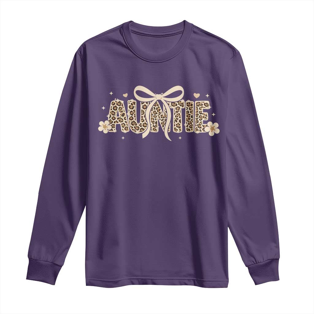 Leopard Auntie Long Sleeve Shirt Coquette Bow Cute Gift For Aunt