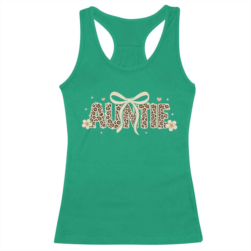 Leopard Auntie Racerback Tank Top Coquette Bow Cute Gift For Aunt