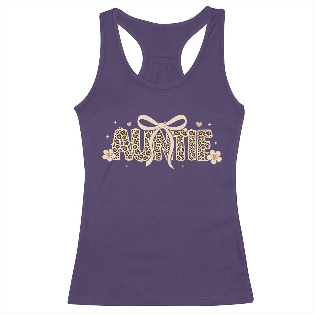 Leopard Auntie Racerback Tank Top Coquette Bow Cute Gift For Aunt