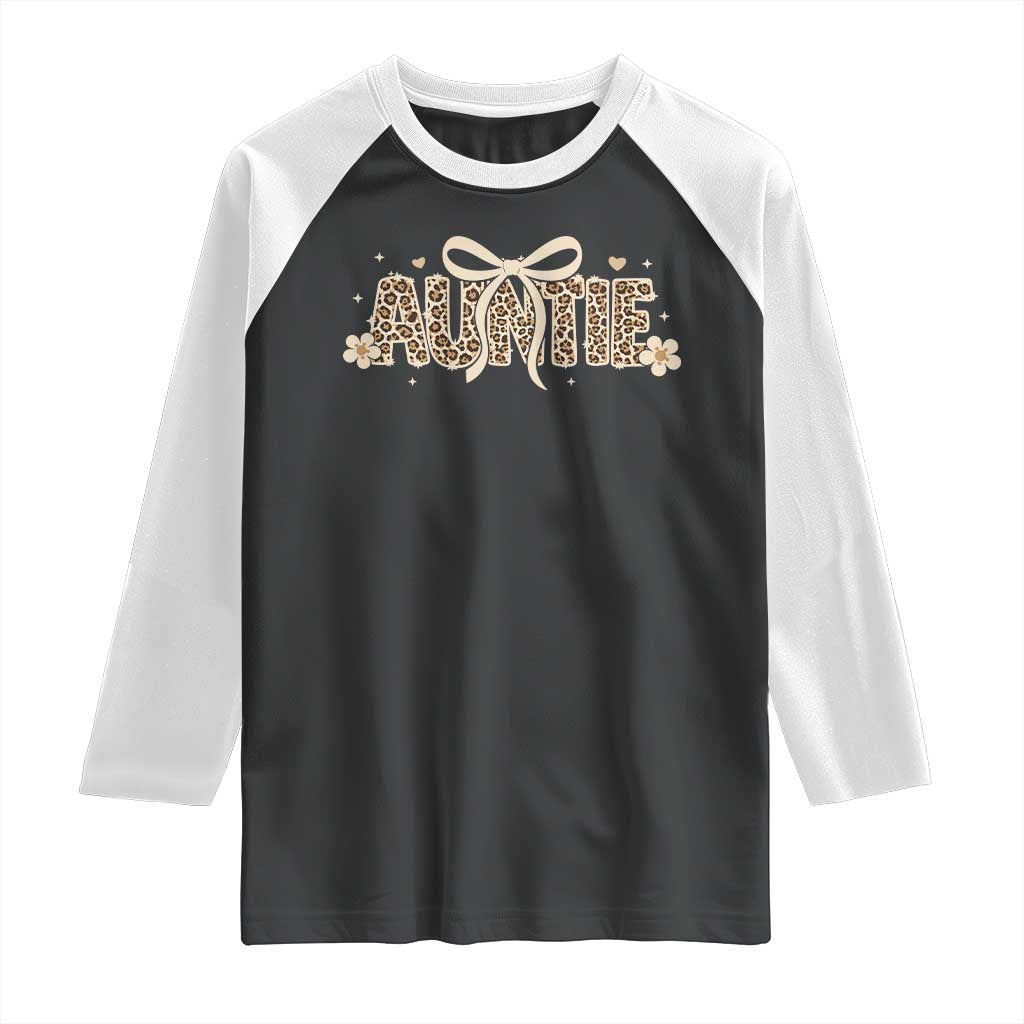 Leopard Auntie Raglan Shirt Coquette Bow Cute Gift For Aunt