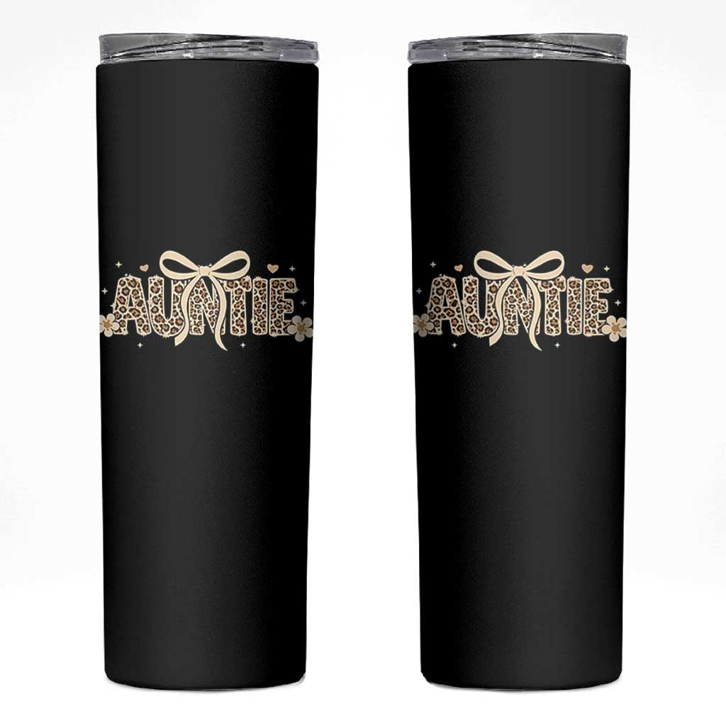 Leopard Auntie Skinny Tumbler Coquette Bow Cute Gift For Aunt