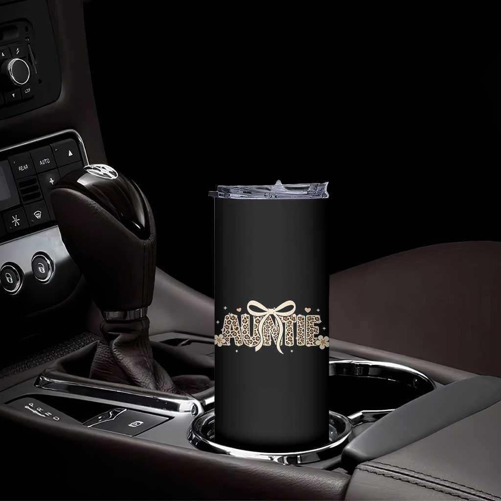 Leopard Auntie Skinny Tumbler Coquette Bow Cute Gift For Aunt