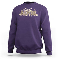 Leopard Auntie Sweatshirt Coquette Bow Cute Gift For Aunt