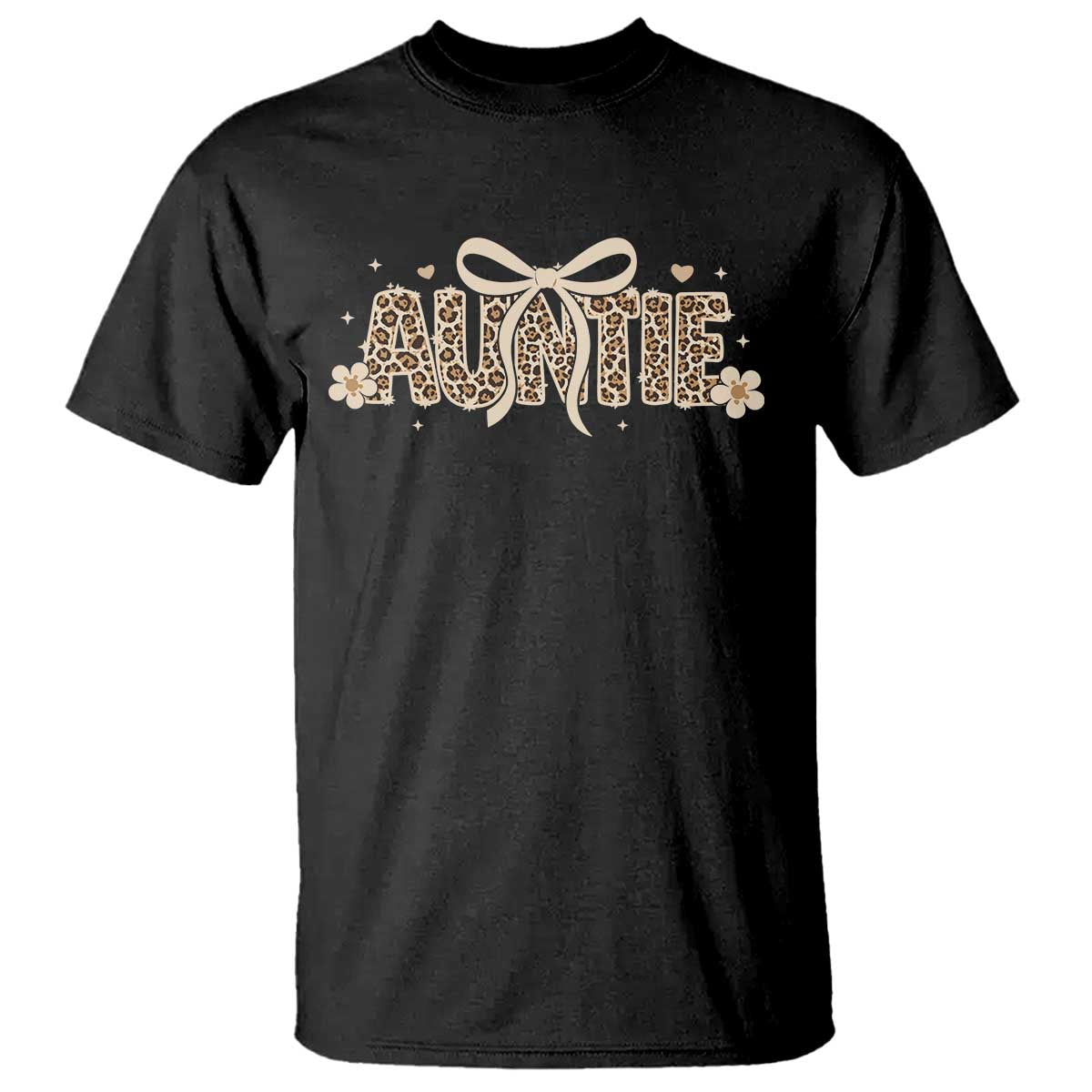 Leopard Auntie T Shirt Coquette Bow Cute Gift For Aunt