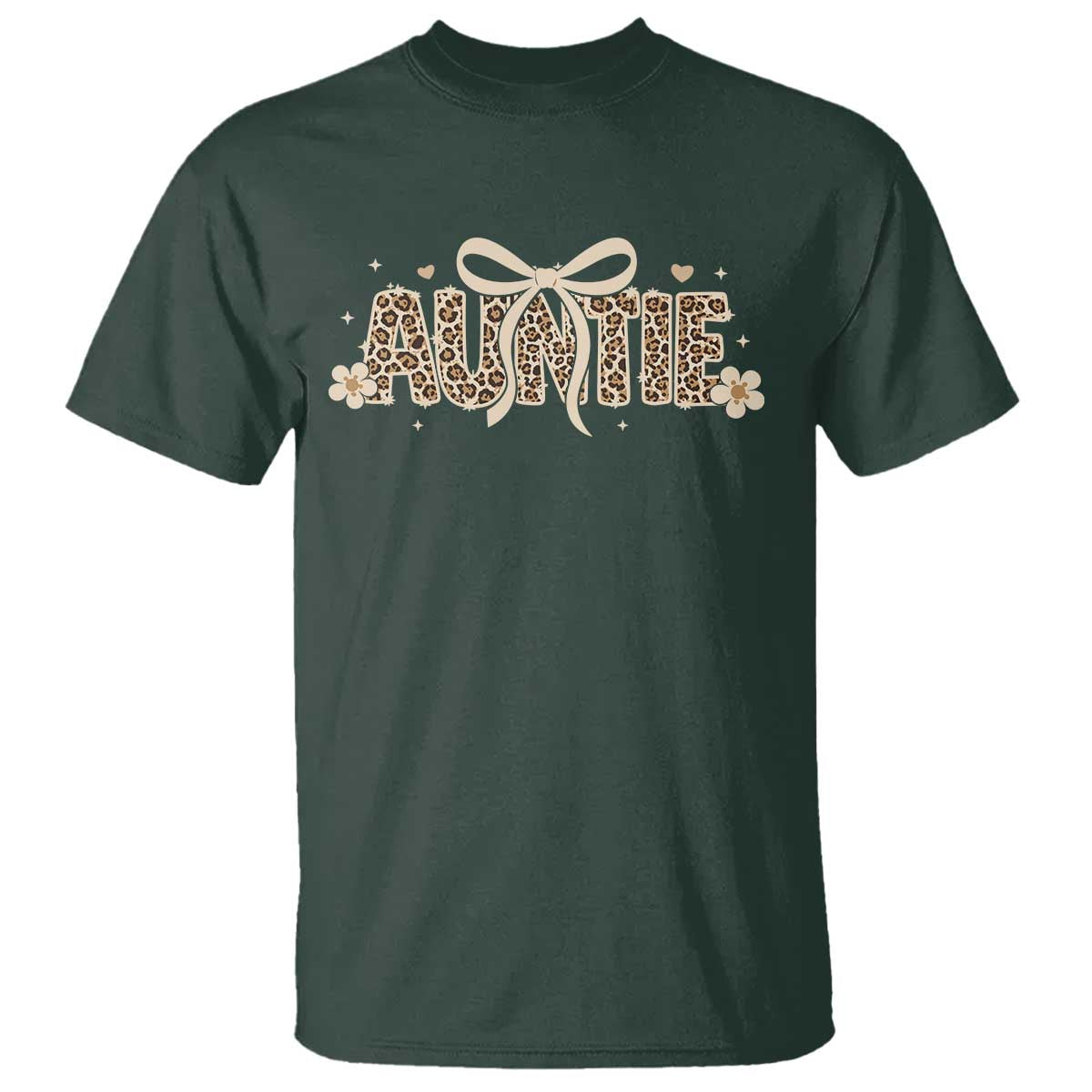 Leopard Auntie T Shirt Coquette Bow Cute Gift For Aunt