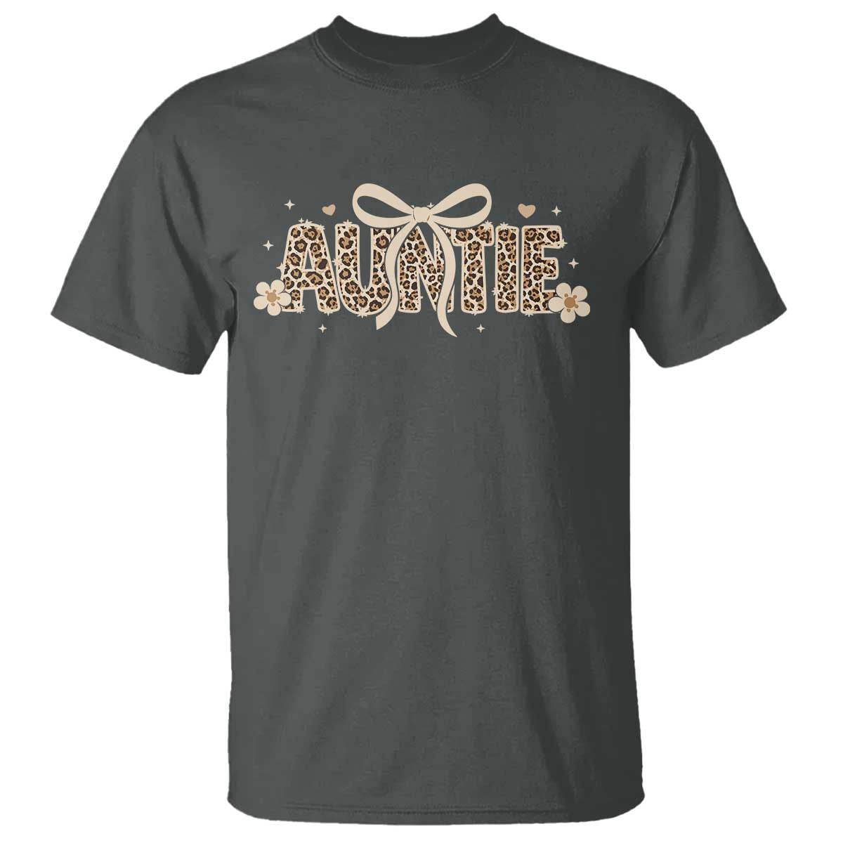 Leopard Auntie T Shirt Coquette Bow Cute Gift For Aunt
