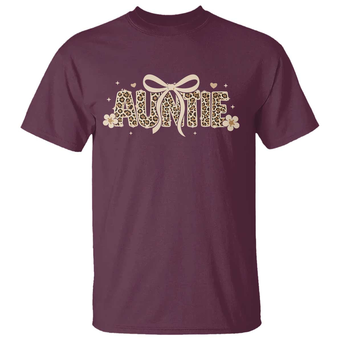 Leopard Auntie T Shirt Coquette Bow Cute Gift For Aunt