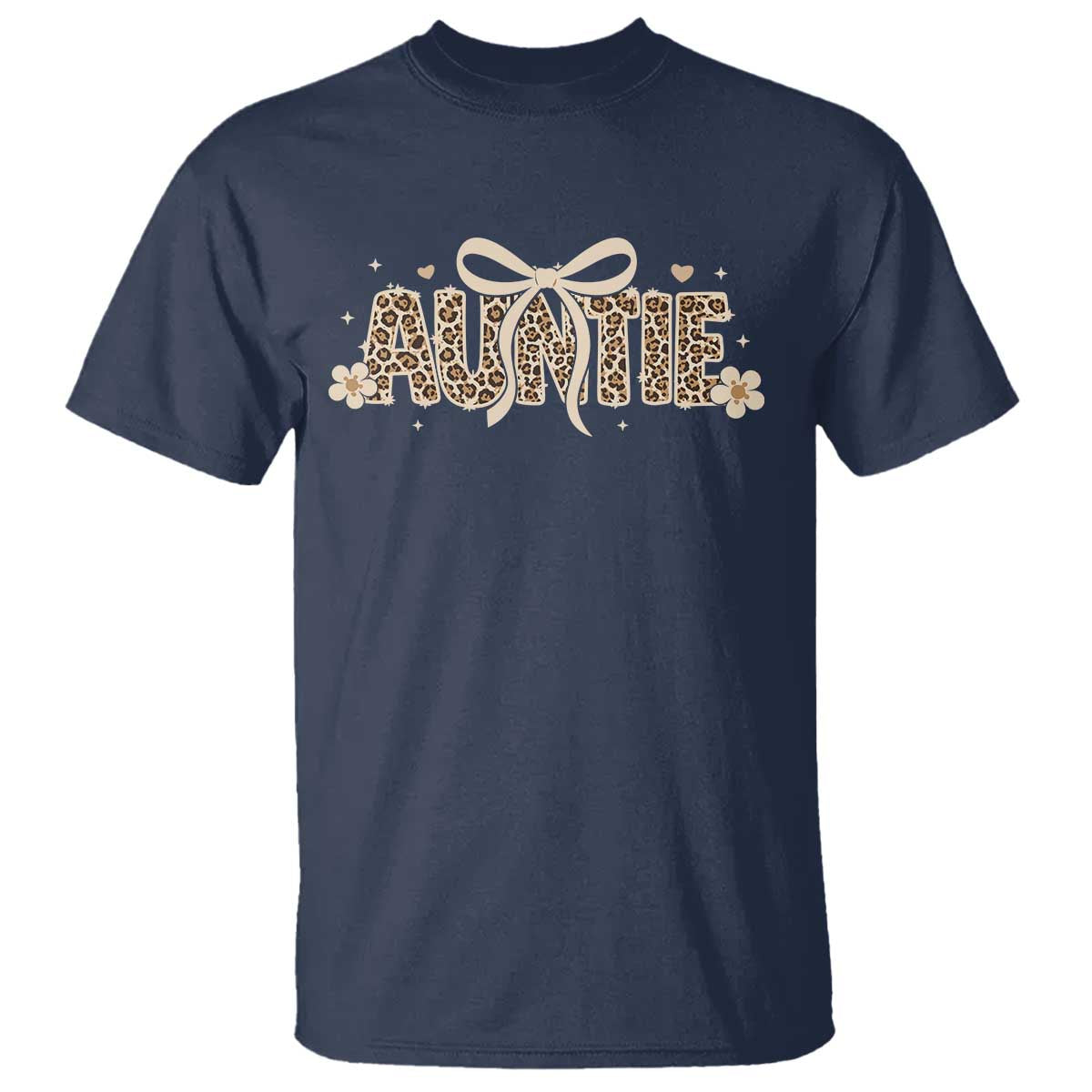 Leopard Auntie T Shirt Coquette Bow Cute Gift For Aunt