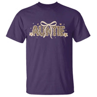 Leopard Auntie T Shirt Coquette Bow Cute Gift For Aunt