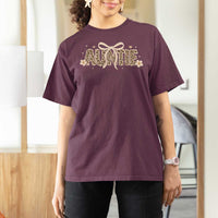 Leopard Auntie T Shirt For Women Coquette Bow Cute Gift For Aunt