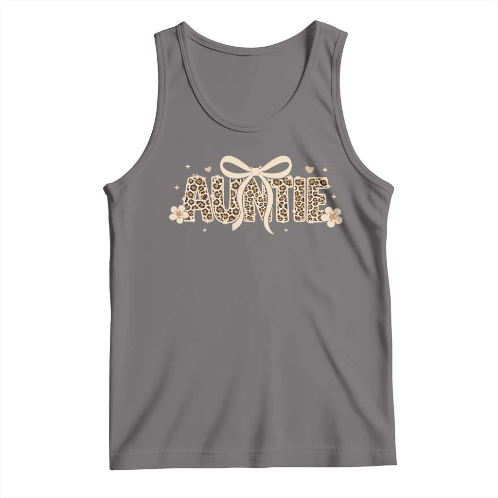 Leopard Auntie Tank Top Coquette Bow Cute Gift For Aunt
