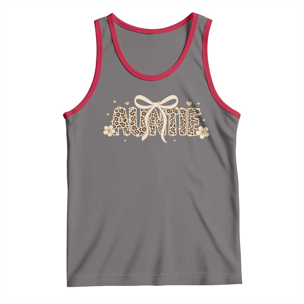 Leopard Auntie Tank Top Coquette Bow Cute Gift For Aunt