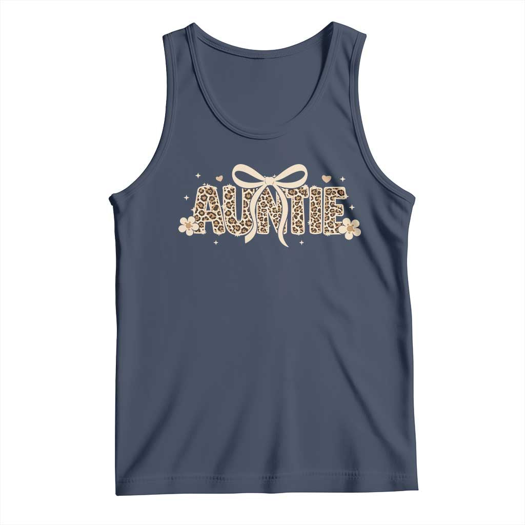 Leopard Auntie Tank Top Coquette Bow Cute Gift For Aunt