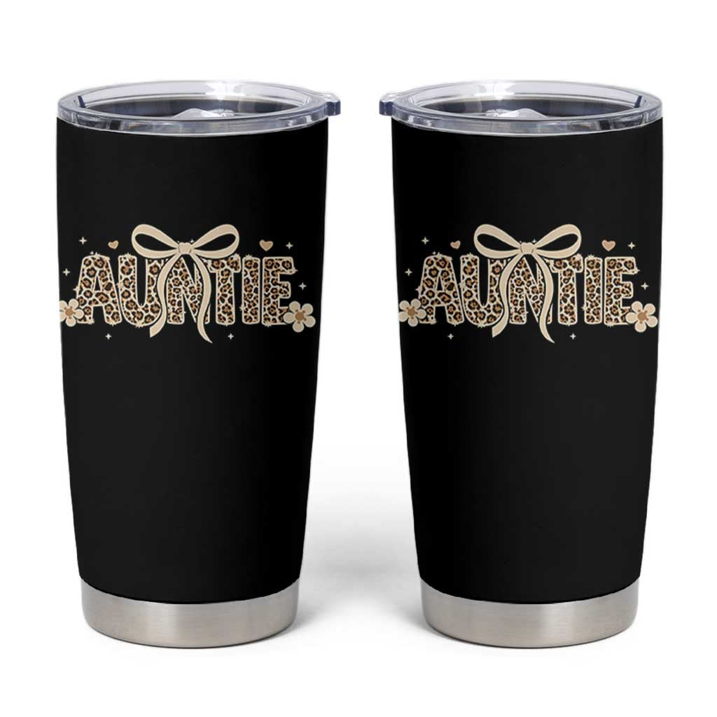 Leopard Auntie Tumbler Cup Coquette Bow Cute Gift For Aunt