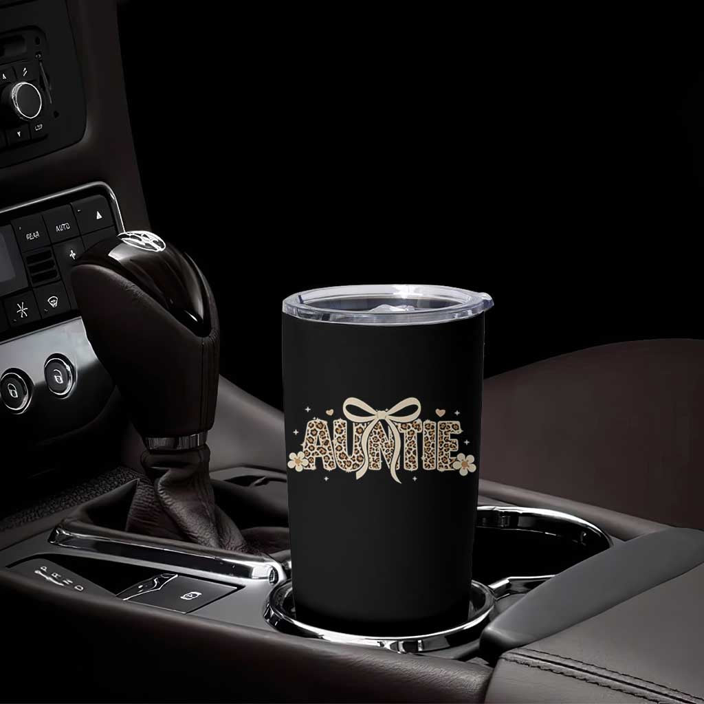 Leopard Auntie Tumbler Cup Coquette Bow Cute Gift For Aunt