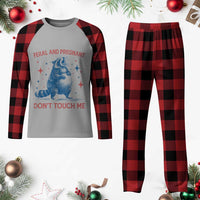 Pregnant Racoon Plaid Pajama Set Feral And Pregnant Dont Touch Me Pregnancy Humor