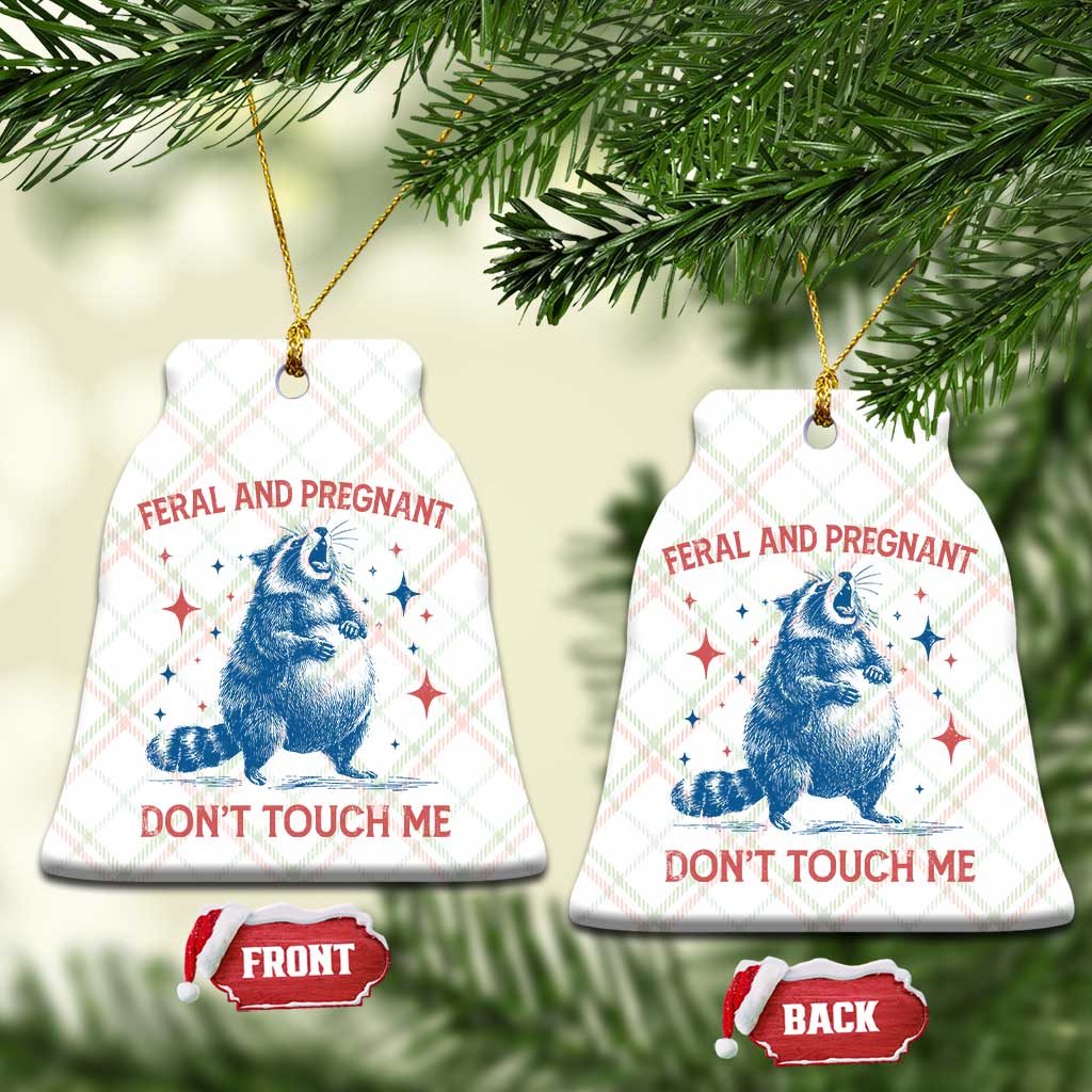 Pregnant Racoon Ceramic Ornament Feral And Pregnant Dont Touch Me Pregnancy Humor