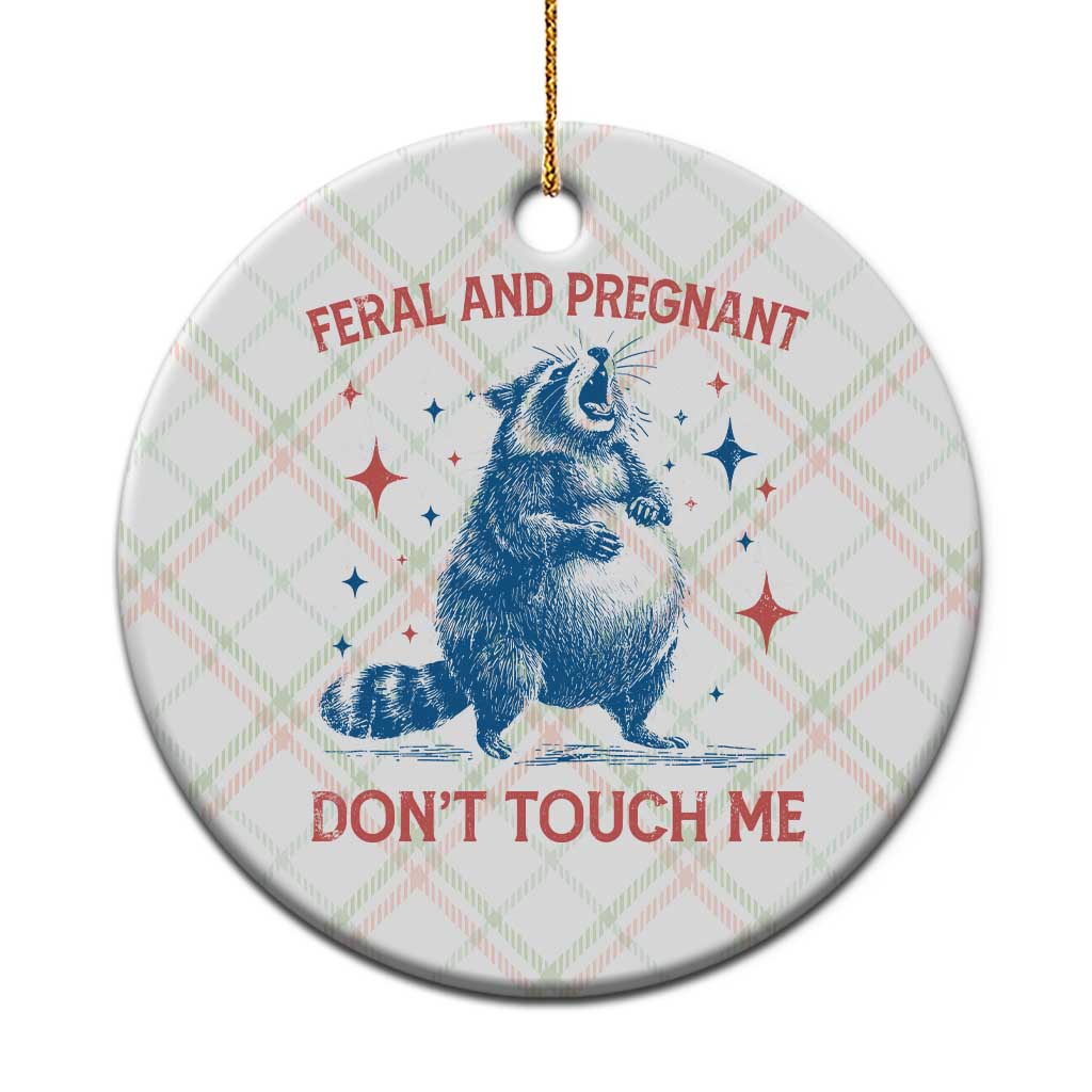 Pregnant Racoon Ceramic Ornament Feral And Pregnant Dont Touch Me Pregnancy Humor