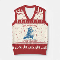 Pregnant Racoon V-Neck Knit Sweater Vest Feral And Pregnant Dont Touch Me Pregnancy Humor