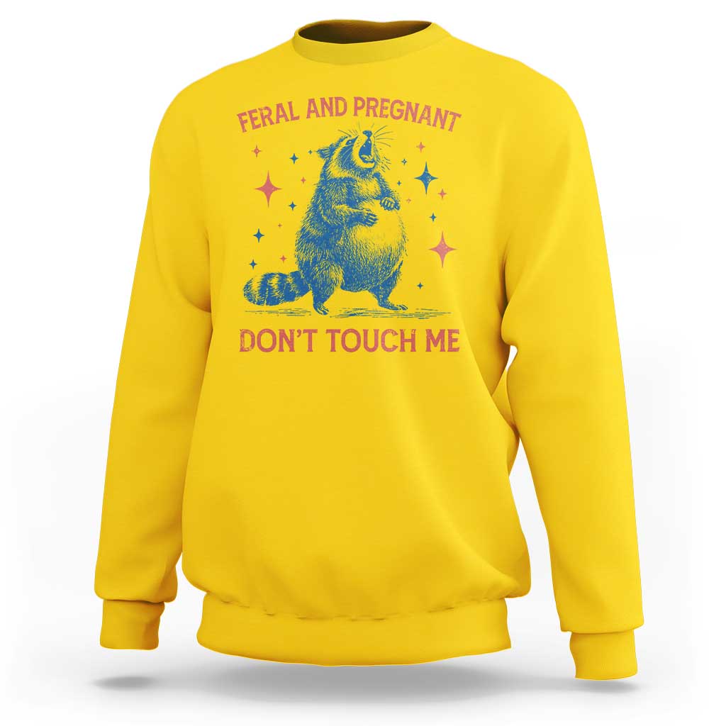 Pregnant Racoon Sweatshirt Feral And Pregnant Dont Touch Me Pregnancy Humor