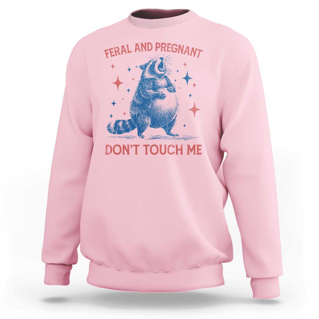 Pregnant Racoon Sweatshirt Feral And Pregnant Dont Touch Me Pregnancy Humor